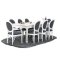 Amaretta spisegruppe 100x180/280 inkl. 2 tilleggsplate antikk hvit med 2+6 Rokokko stoler antikk hvit/svart.