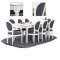 Amaretta Essgruppe 100x180/280 einschl. 2 Zusatzplatten antik wei� mit 2+6 Rokoko St�hlen antik weiss/schwarz.