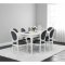 Amaretta Essgruppe 100x180/280 einschl. 2 Zusatzplatten antik wei� mit 2+6 Rokoko St�hlen antik weiss/schwarz.