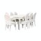Amaretta Essgruppe 100x180/280 einsch. 2 Zusatzplatten antik wei� mit 2+6 Rokoko St�hlen antik weiss/beige.