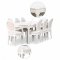 Amaretta Essgruppe 100x180/280 einsch. 2 Zusatzplatten antik wei� mit 2+6 Rokoko St�hlen antik weiss/beige.