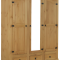 New Mexico wardrobe 3 doors with 1 mirror door, 2 filling doors and 3 drawers in lye, wax.