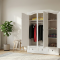 New Mexico wardrobe 3 doors with 1 mirror door, 2 filling doors and 3 drawers in white, wax.