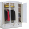 New Mexico wardrobe 3 doors with 1 mirror door, 2 filling doors and 3 drawers in white, wax.