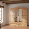 New Mexico 4-door wardrobe with 2 mirror doors, 2 filling doors and 2 drawers. Width 194 cm, height 193 cm lye/wax.