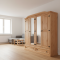 New Mexico 4-door wardrobe with 2 mirror doors, 2 filling doors and 2 drawers. Width 194 cm, height 193 cm lye/wax.