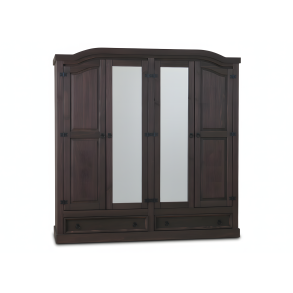 New Mexico Kleiderschrank 4-t�rig mit 2 Spiegelt�ren braun.