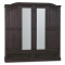 New Mexico 4-door wardrobe with 2 mirror doors, 2 filling doors and 2 drawers in colonial stained wax.