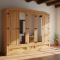 New Mexico 5-door wardrobe with 3 mirror doors, 2 filling doors and 3 drawers in lye/wax.