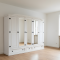 New Mexico wardrobe 5 doors with 3 mirror doors, 2 filling doors and 3 drawers in white, wax.