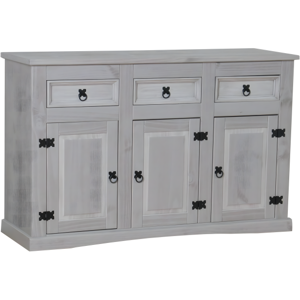 New Mexico sk�nk bredde 132 cm, h�jde 84 cm med 3 skuffer og 3 l�ger gr�.