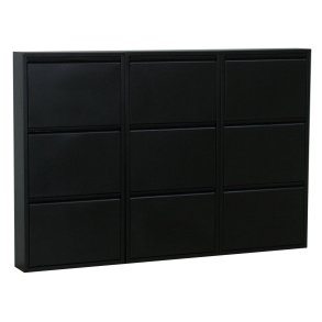Pisa skoskap med 9 drer i metall svart. Leveres ferdig montert.