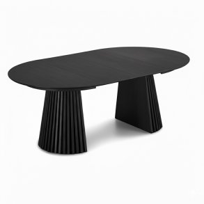 Tokyo spisebord inkl. 2 tilleggsplater 120x120-160-200cm svart eik finer.