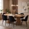 Tokyo Essgruppe Esstisch natur, 6 St�hle aus schwarzem Velours.