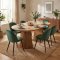 Tokyo Essgruppe Esstisch natur, 6 St�hle aus gr�nem Velours.