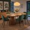 Tokyo Essgruppe Esstisch natur, 6 St�hle aus gr�nem Velours.