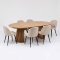 Tokyo Essgruppe Esstisch natur, 6 St�hle aus beigem Velours.