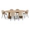 Tokyo matgrupp matbord natur, 6 stolar i beige velour.