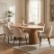 Tokyo Essgruppe Esstisch natur, 6 St�hle aus beigem Velours.