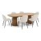 Tokyo matgrupp matbord natur, 6 stolar i beige sammet.