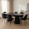 Tokyo Essgruppe Esstisch schwarz, 6 St�hle aus schwarzem Velours.