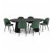 Tokyo matgrupp matbord svart, 6 stolar i grn velour.