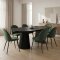 Tokyo Essgruppe Esstisch schwarz, 6 St�hle aus gr�nem Velours.