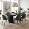 Tokyo Essgruppe Esstisch schwarz, 6 St�hle aus gr�nem Velours.