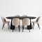 Tokyo Essgruppe Esstisch schwarz, 6 St�hle aus beigem Velours.