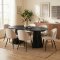 Tokyo Essgruppe Esstisch schwarz, 6 St�hle aus beigem Velours.