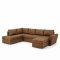 Stefan U-f�rmiges Schlafsofa mit Chaiselongue auf der rechten Seite, braunes PU-Kunstleder.