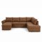 Stefan U-f�rmiges Schlafsofa mit Chaiselongue auf der linken Seite, braunes PU-Kunstleder.