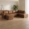 Stefan U-f�rmiges Schlafsofa mit Chaiselongue auf der linken Seite, braunes PU-Kunstleder.