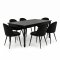 Amaretta spisebordss�t bord sort 6 stole velour sort.