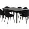 Amaretta Essgruppe Tisch schwarz 6 St�hle Velour schwarz.