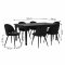 Amaretta spisebordss�t bord sort 6 stole velour sort.