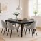 Amaretta Essgruppe Tisch schwarz 6 St�hle Velour grau.