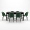 Amaretta matgrupp bord svart 6 stolar velour gr�n.