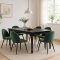 Amaretta Essgruppe Tisch schwarz 6 St�hle Velour gr�n.