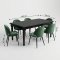 Amaretta matgrupp bord svart 6 stolar velour gr�n.