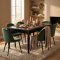 Amaretta matgrupp bord svart 6 stolar velour gr�n.
