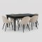Amaretta matgrupp bord svart 6 stolar velour beige.