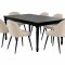 Amaretta Essgruppe Tisch schwarz 6 St�hle Velour beige.
