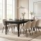 Amaretta matgrupp bord svart 6 stolar velour beige.