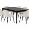 Amaretta Essgruppe Tisch schwarz 6 St�hle Samt beige.