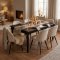 Amaretta matgrupp bord svart 6 stolar sammet beige.