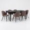 Amaretta ensemble pour salle � manger table noir 100x180/280 incl. 2 rallonges, 6 chaises boucl� marron.