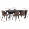 Amaretta ensemble pour salle � manger table noir 100x180/280 incl. 2 rallonges, 6 chaises boucl� marron.