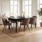 Amaretta ensemble pour salle � manger table noir 100x180/280 incl. 2 rallonges, 6 chaises boucl� marron.