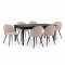 Amaretta ensemble pour salle � manger table noir 100x180/280 incl. 2 rallonges, 6 chaises boucl� beige.